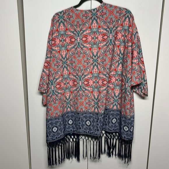 Ruby Red Fringe Boujee Boho Kimono - Picture 6 of 10